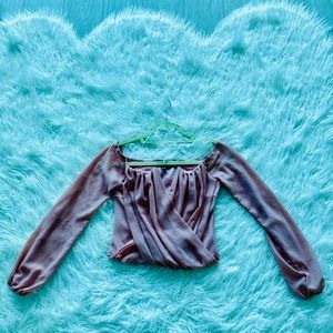 Sexy off the shoulder V neck baby pink crop top